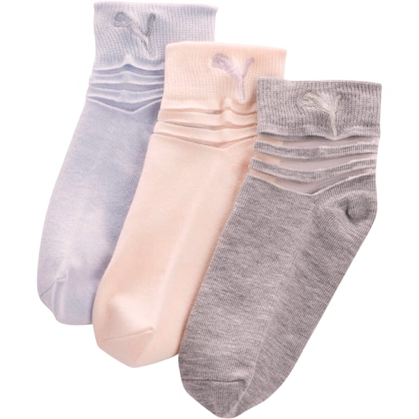 Girls' Non Terry Low Cut Socks [3 Pack], PASTEL COMBO, extralarge
